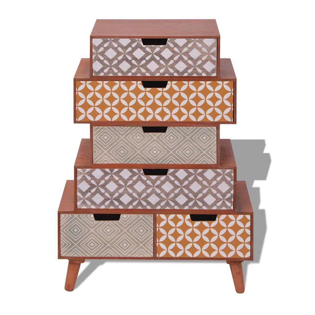 Side Cabinet 6 Drawers Brown