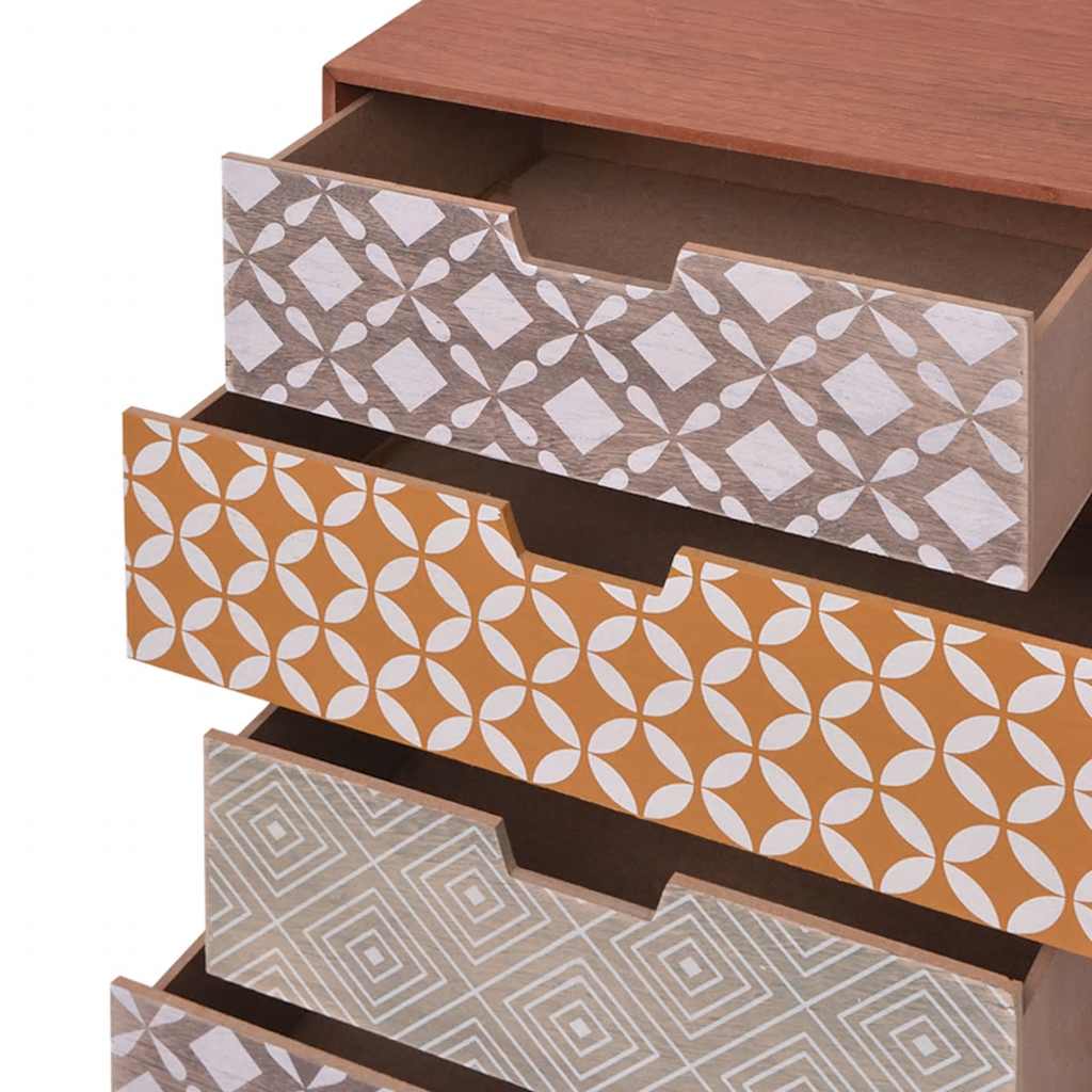 Side Cabinet 6 Drawers Brown