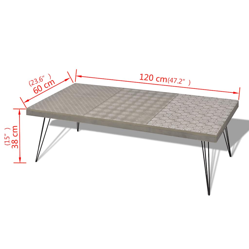 Coffee Table 120x60x38 cm Grey
