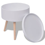 Side Table with Serving Tray Round 39.5x44.5 cm White - Front View