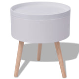 Side Table with Serving Tray Round 39.5x44.5 cm White - Top-Down View