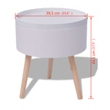 Side Table with Serving Tray Round 39.5x44.5 cm White - Rear View