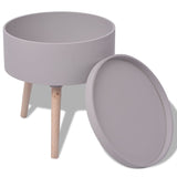 Side Table with Serving Tray Round 39.5x44.5 cm Grey - Front View