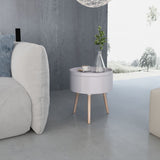 Side Table with Serving Tray Round 39.5x44.5 cm Grey - Side View