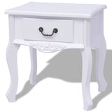 Bedside Cabinets 2 pcs MDF White - Front View