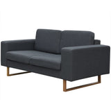 2-Seater and 3-Seater Sofa Set Dark Grey - Front View