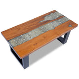 Coffee Table Teak Resin 100x50 cm - Top-Down View