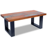 Coffee Table Teak Resin 100x50 cm - Rear View