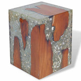 Stool Solid Teak Wood and Resin - Front View