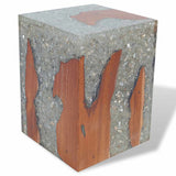 Stool Solid Teak Wood and Resin - Top-Down View
