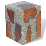 Stool Solid Teak Wood and Resin - Rear View