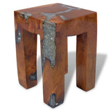 Stool Solid Teak Wood and Resin - Front View