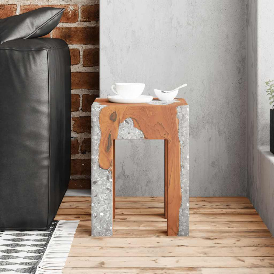 Stool Solid Teak Wood and Resin