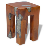 Stool Solid Teak Wood and Resin - Top-Down View