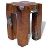 Stool Solid Teak Wood and Resin - Rear View