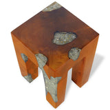 Stool Solid Teak Wood and Resin - Low Angle