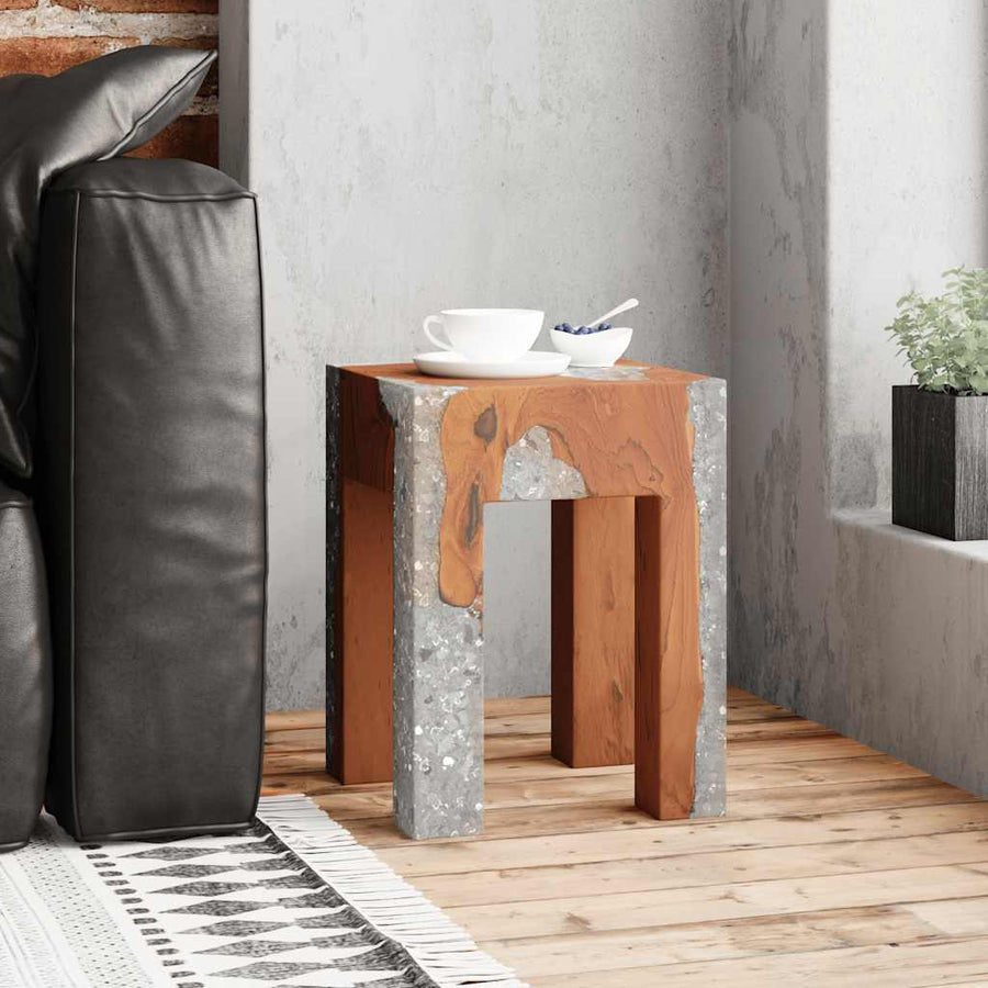 Stool Solid Teak Wood and Resin