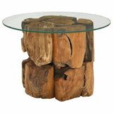Coffee Table Solid Teak Driftwood 60 cm - Front View