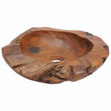 Basin Solid Teak 45 cm - Top-Down View