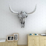Skull Head Decoration Wall-Mounted Aluminium Silver - Front View