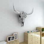 Skull Head Decoration Wall-Mounted Aluminium Silver