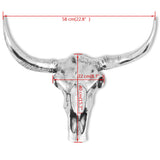 Skull Head Decoration Wall-Mounted Aluminium Silver - Close-Up Angle