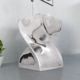 Stool/Side Table Twisted Shape Aluminium Silver - Front View