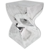 Stool/Side Table Twisted Shape Aluminium Silver - Side View
