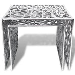 Two Piece Side Tables Square Aluminium Silver