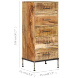 Chest of Drawers 45x35x106 cm Solid Mango Wood - Low Angle