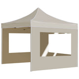 Professional Folding Party Tent with Walls Aluminium 3x3 m Cream - Side View