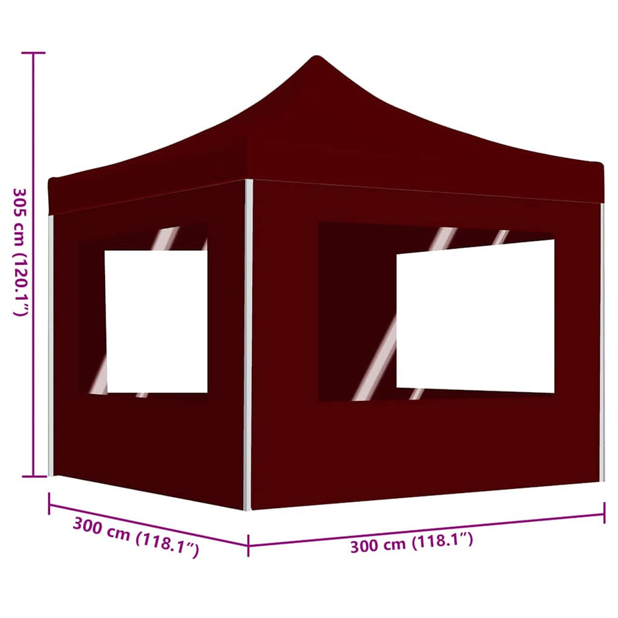 Professional Folding Party Tent with Walls Aluminium 3x3 m Wine Red