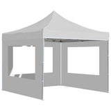 Professional Folding Party Tent with Walls Aluminium 3x3 m White - Front View