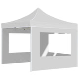 Professional Folding Party Tent with Walls Aluminium 3x3 m White - Side View