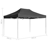 Professional Folding Party Tent Aluminium 4.5x3 m Anthracite - Low Angle