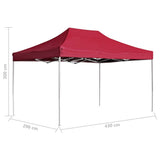 Professional Folding Party Tent Aluminium 4.5x3 m Wine Red - Low Angle
