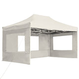 Professional Folding Party Tent with Walls Aluminium 4.5x3 m Cream - Front View