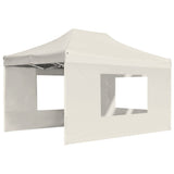 Professional Folding Party Tent with Walls Aluminium 4.5x3 m Cream - Side View