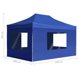Professional Folding Party Tent with Walls Aluminium 4.5x3 m Blue