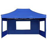Professional Folding Party Tent with Walls Aluminium 4.5x3 m Blue - Top-Down View