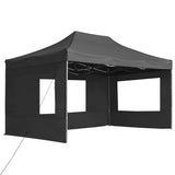 Professional Folding Party Tent with Walls Aluminium 4.5x3 m Anthracite - Front View
