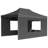 Professional Folding Party Tent with Walls Aluminium 4.5x3 m Anthracite - Side View