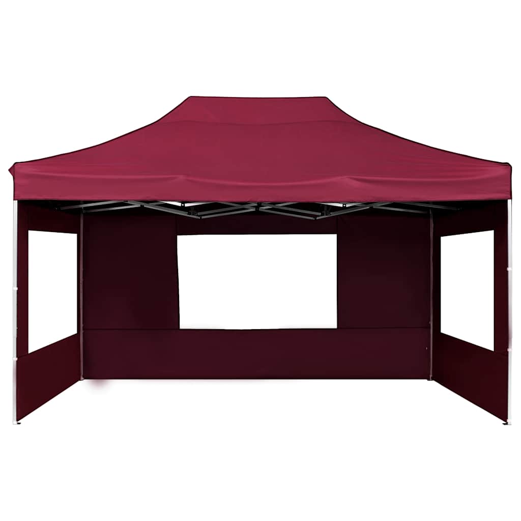 Professional Folding Party Tent with Walls Aluminium 4.5x3 m Wine Red