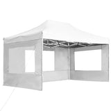 Professional Folding Party Tent with Walls Aluminium 4.5x3 m White - Front View