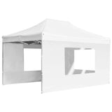 Professional Folding Party Tent with Walls Aluminium 4.5x3 m White - Side View