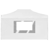 Professional Folding Party Tent with Walls Aluminium 4.5x3 m White - Rear View