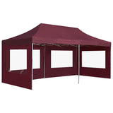 Professional Folding Party Tent with Walls Aluminium 6x3 m Wine Red - Side View