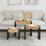 Nesting Tables 3 pcs Solid Mango Wood - Side View