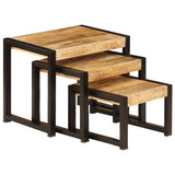 Nesting Tables 3 pcs Solid Mango Wood - 45-Degree Angle