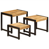 Nesting Tables 3 pcs Solid Mango Wood - Low Angle